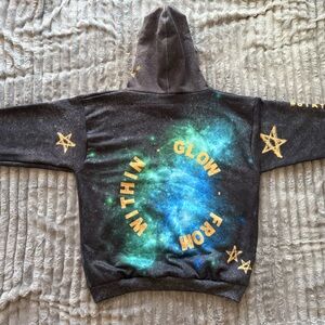 Galaxy Print Hoodie with Gold Stars